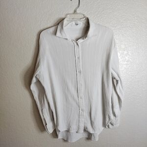 The Frankie shop textured oversized white button down shirt sz M